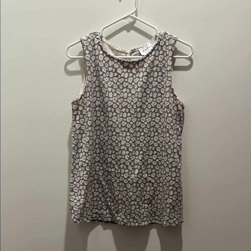 Floral Sleeveless Top - Cream and Gray